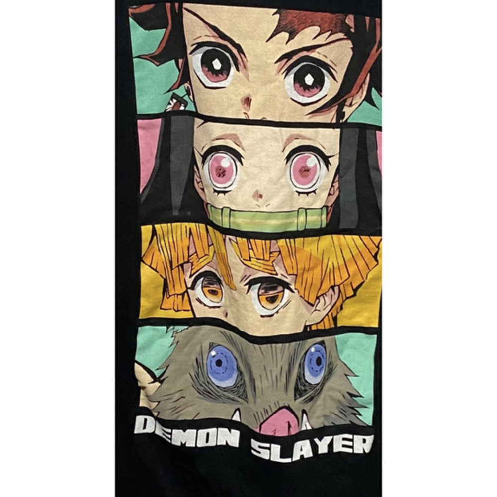 Demon Slayer Anime Men's Large Black T-Shirt  Character Graphic Tee Short Sleeve - Picture 4 of 6